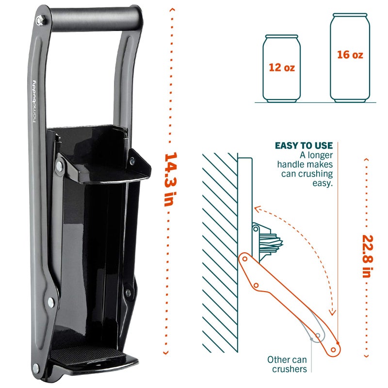 HomeBuddy Can Crusher for Recycling - 12 Oz. and 16 Oz. Can Crusher Wall Mounted for Aluminum - Compact and Easy to Use, Mounting Rivets Included, Man Cave Accessories - Image 3